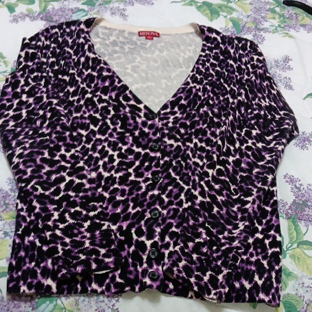 Purple And Black Animal Print Sweater